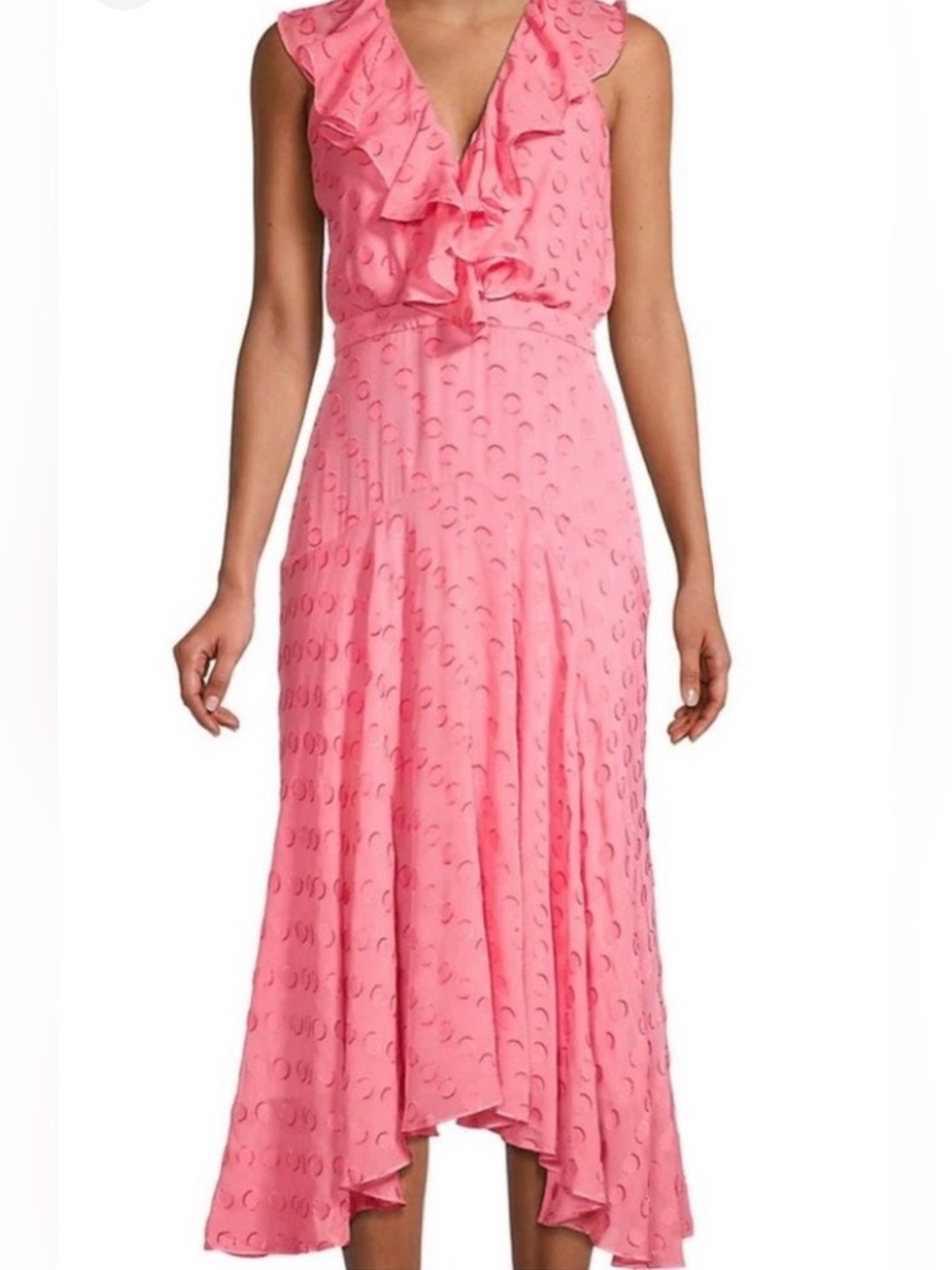 SALONI Rita Pink Ruffled Midi Dress